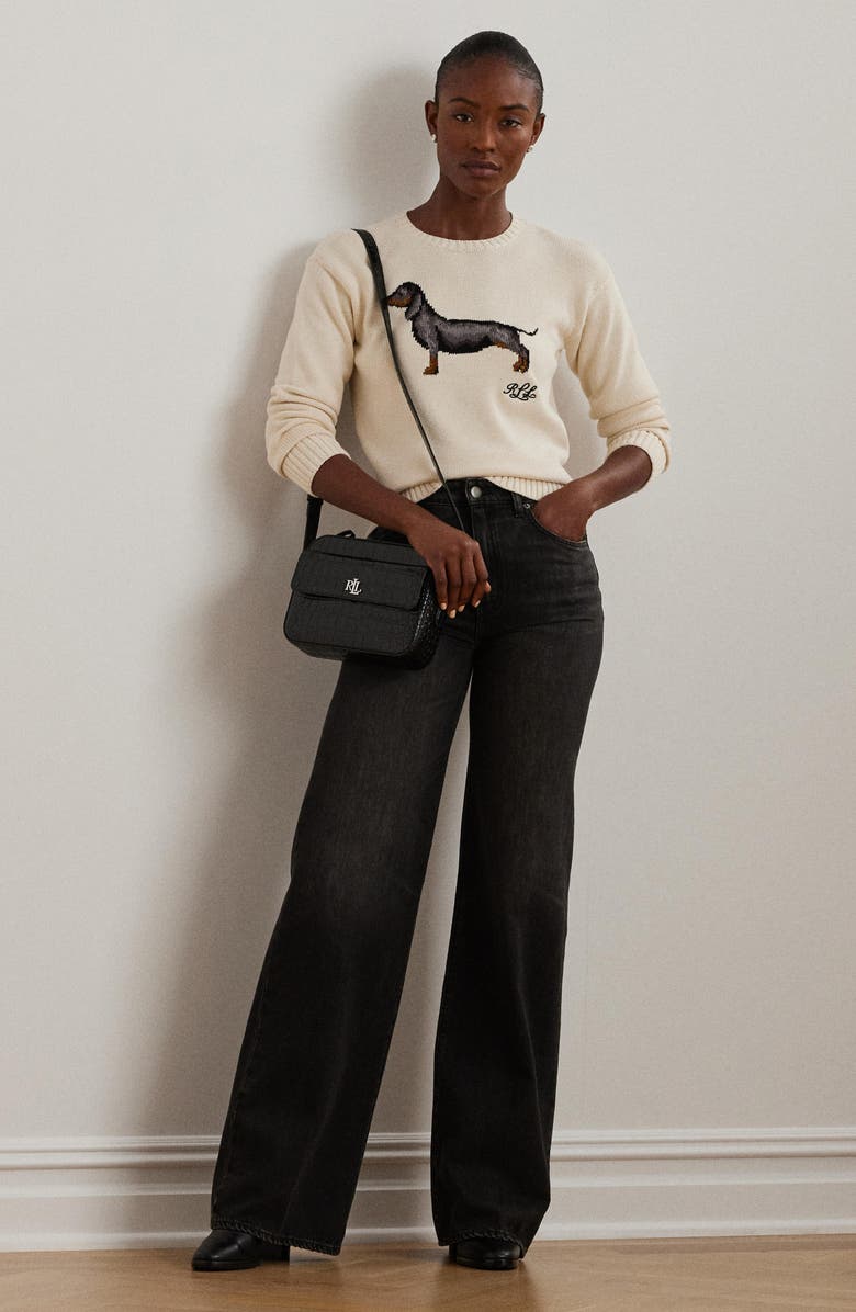 Lauren Ralph Lauren Intarsia Dachshund Cotton Sweater, Alternate, color,