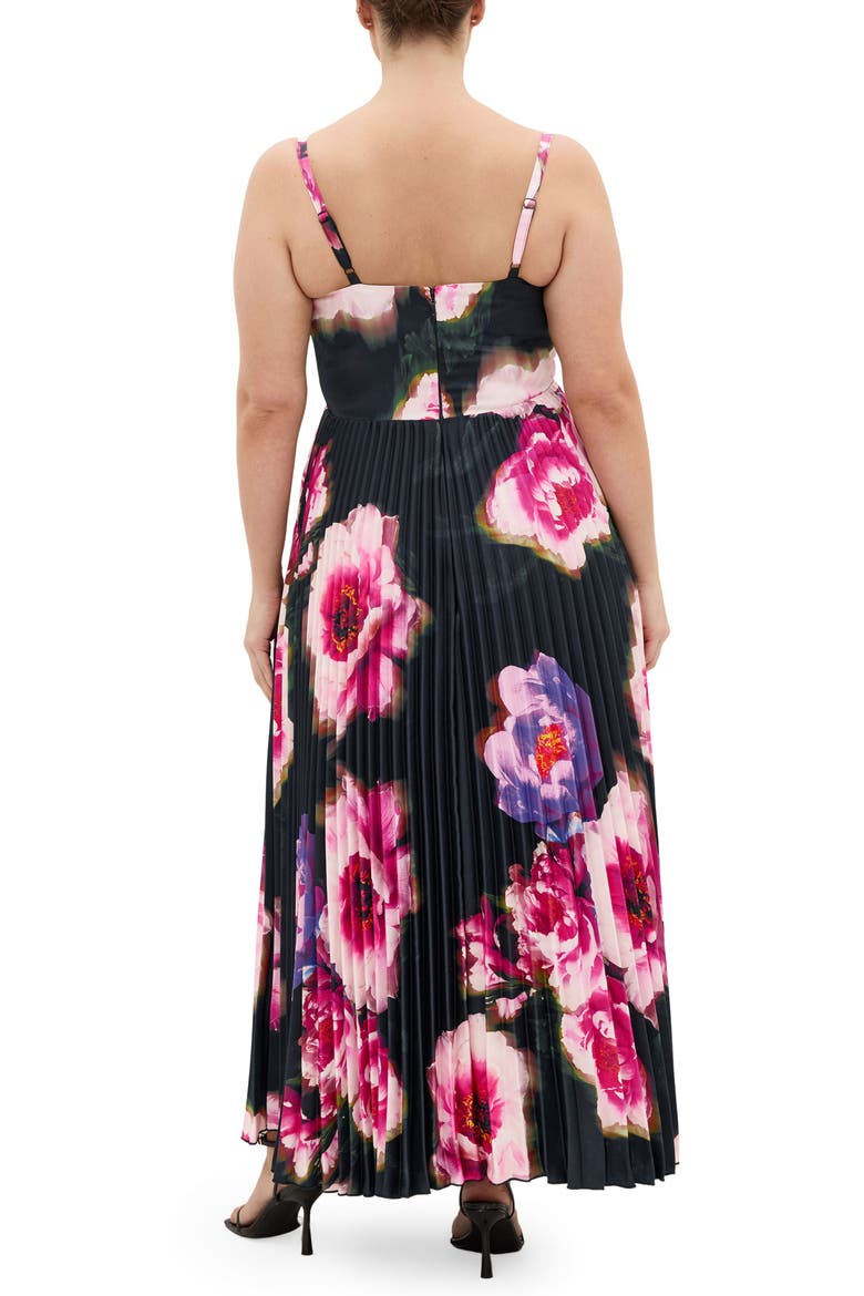 Ariana Floral Print Pleat Maxi Dress, Alternate, color, PINK GARDEN GALA