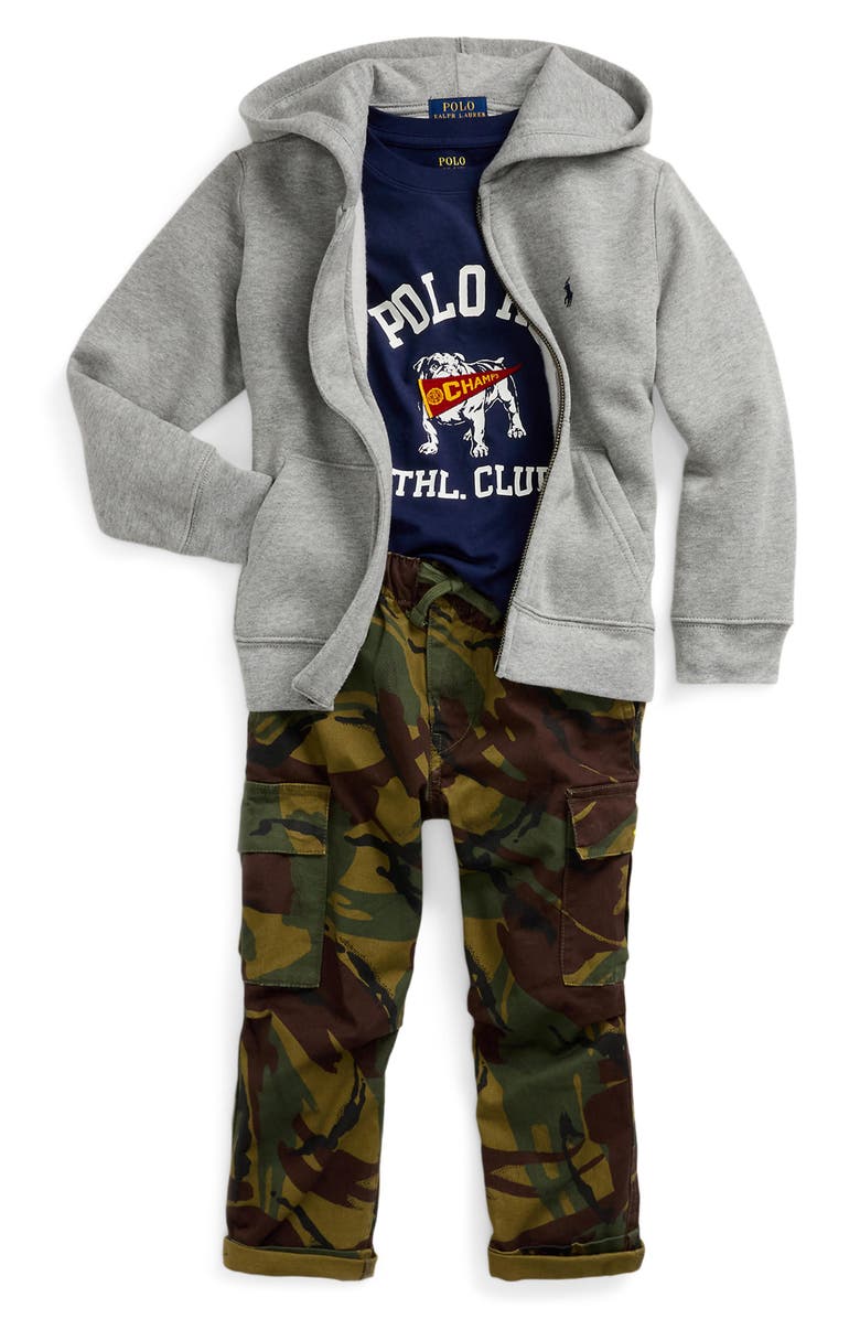 Polo Ralph Lauren Kids' Full Zip Fleece Hoodie, Alternate, color, Dark Sport Heather