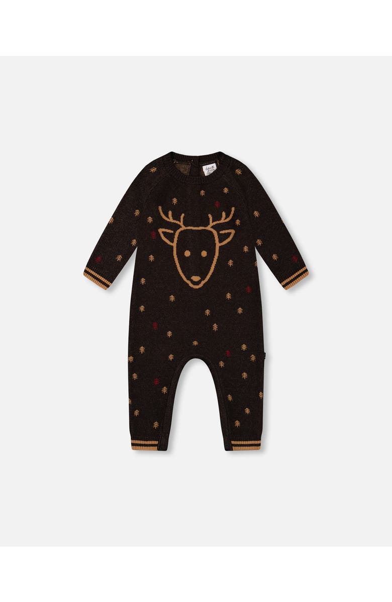 Deux par Deux Baby Boy's Knitted Jumpsuit With Intarsia Reindeer, Main, color,