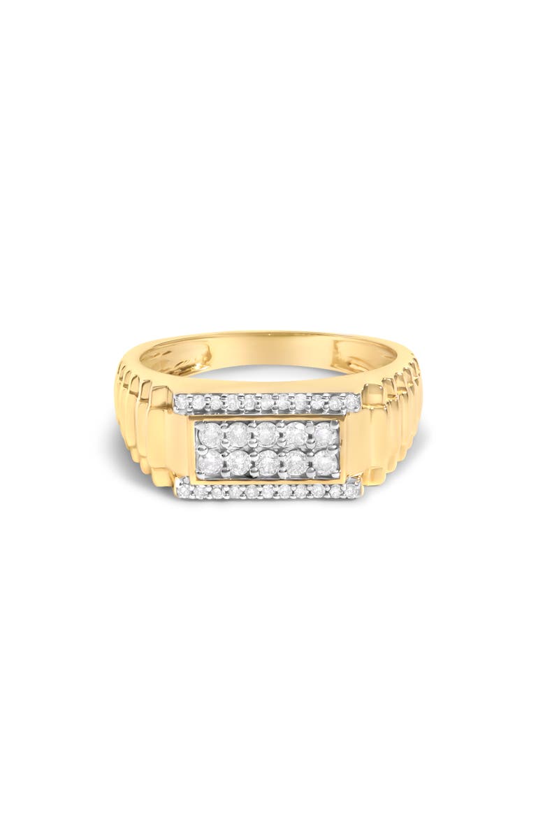 Haus of Brilliance Men's 14K Yellow Gold Plated Sterling Silver Natural 1/2 Cttw Diamond Rectangular Halo Band Ring, Main, color, Yellow Gold Over Silver