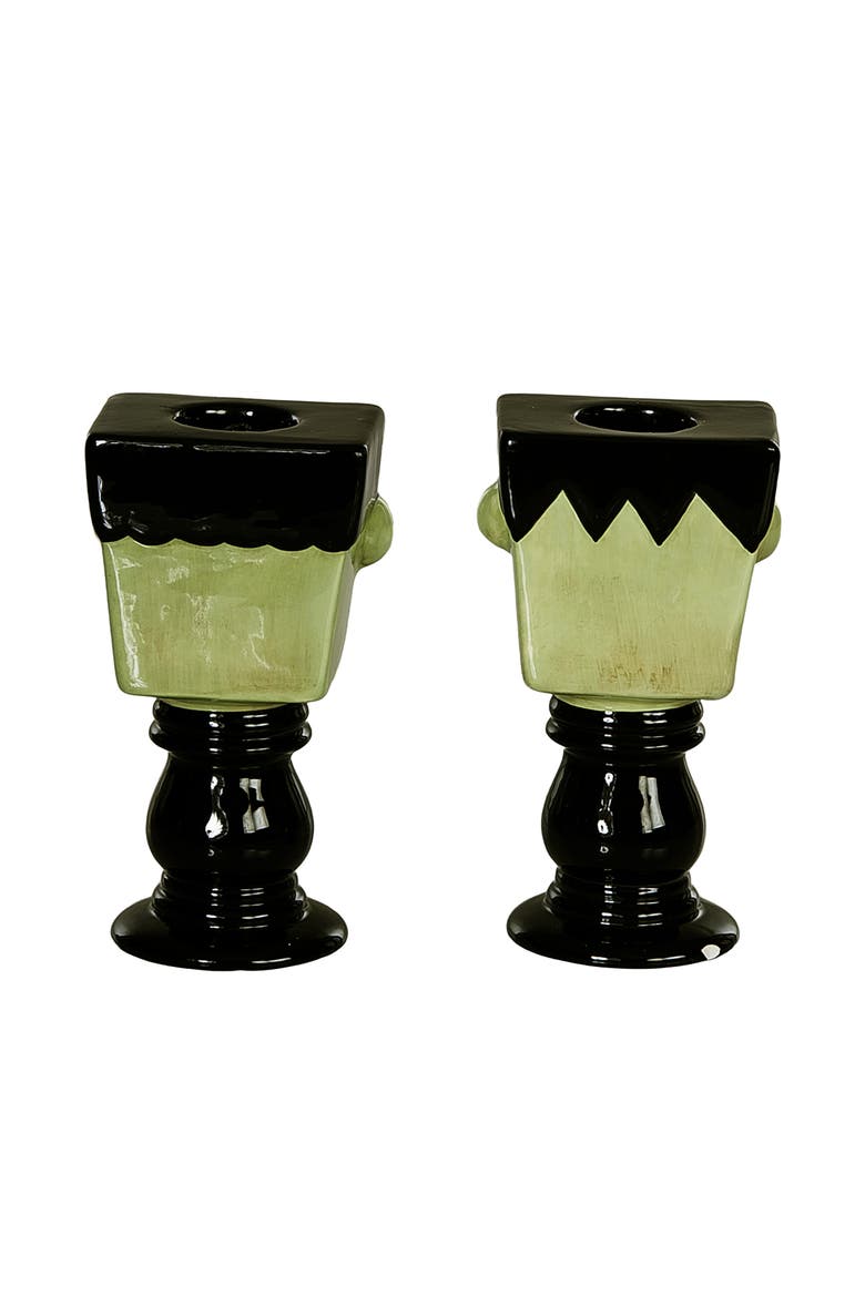 Dolomite Frankenstein Candle Holders Set of 2 Halloween, Alternate, color, Multicolored