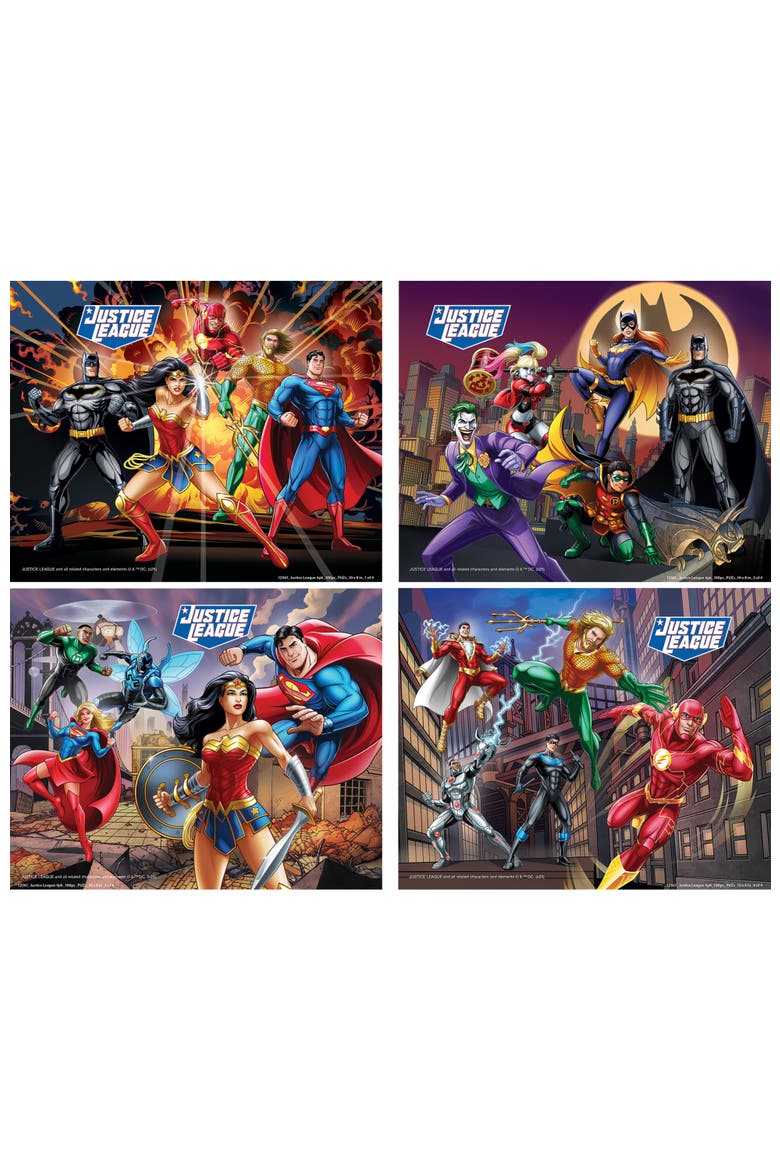 Justice League 100pc Puzzles 4-Pack, Alternate, color, Multicolor