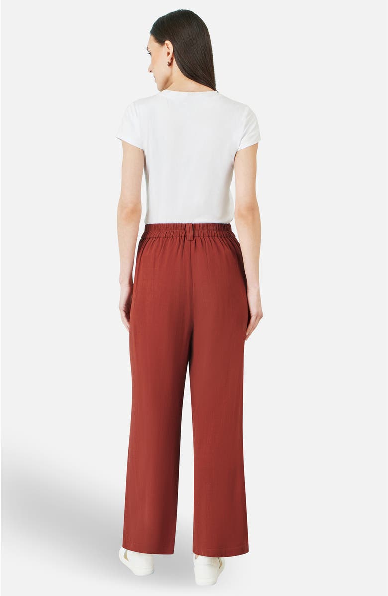 Yumi Linen Mix Mid Rise Trousers, Alternate, color, Brown