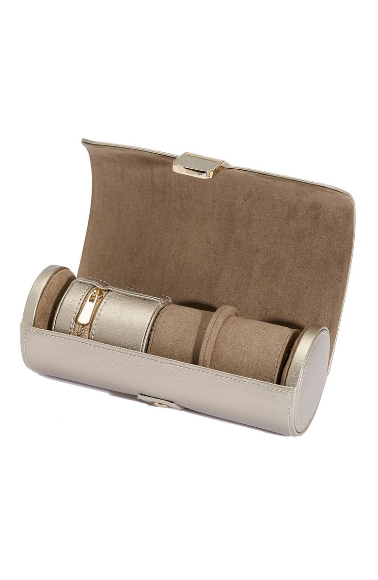 WOLF Palermo Double Watch Roll + Jewelry Pouch, Alternate, color, Pewter