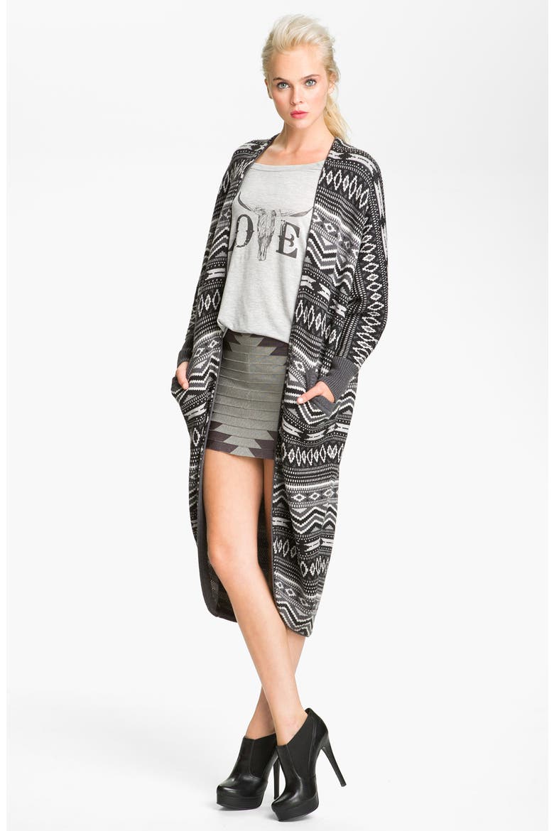 'Aztec' Bandage Skirt, Alternate, color, CHARCOAL HEATHER GREY MULTI