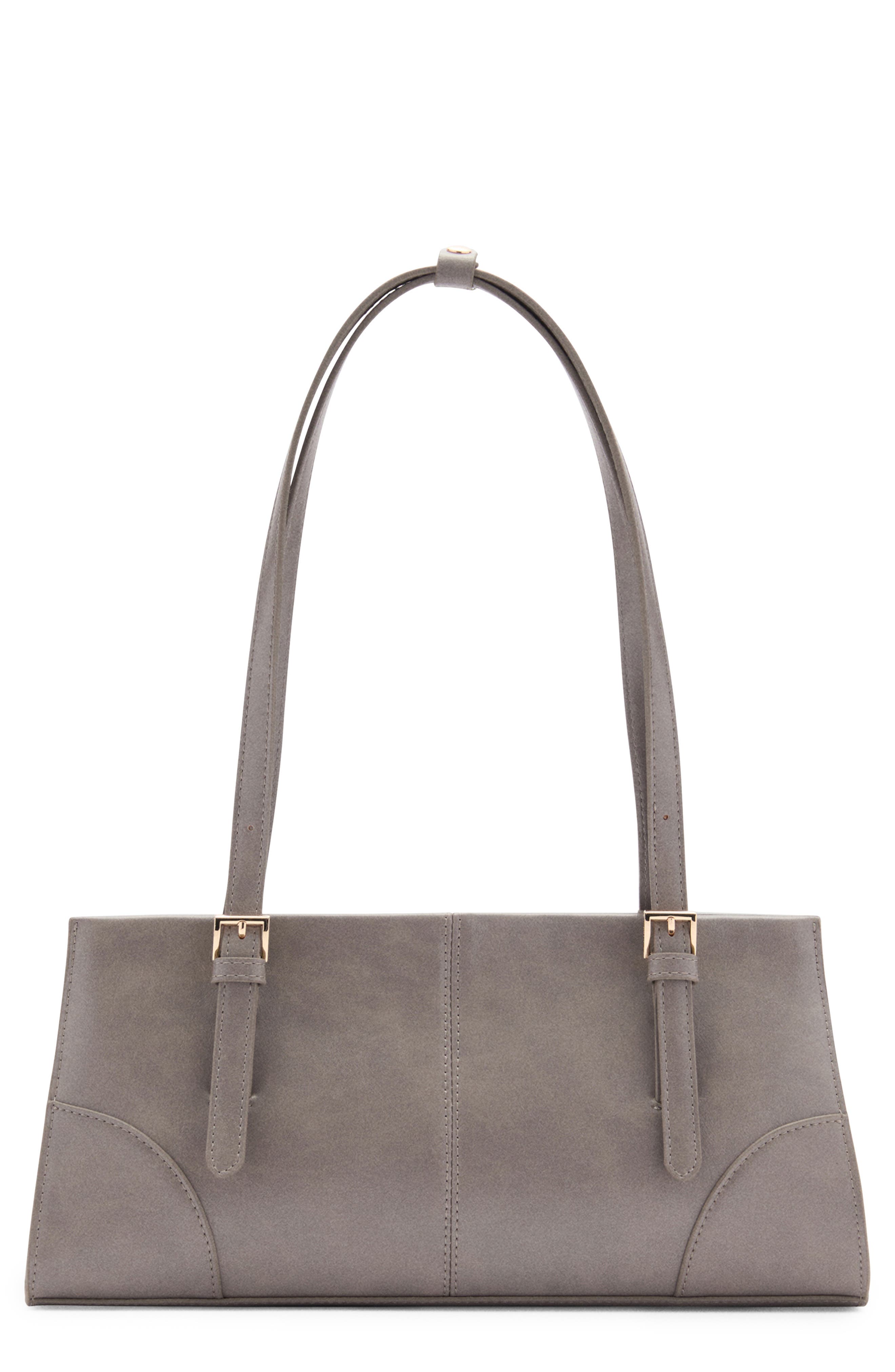 MANGO Buckles Faux Leather Shoulder Bag, Main, color, 
