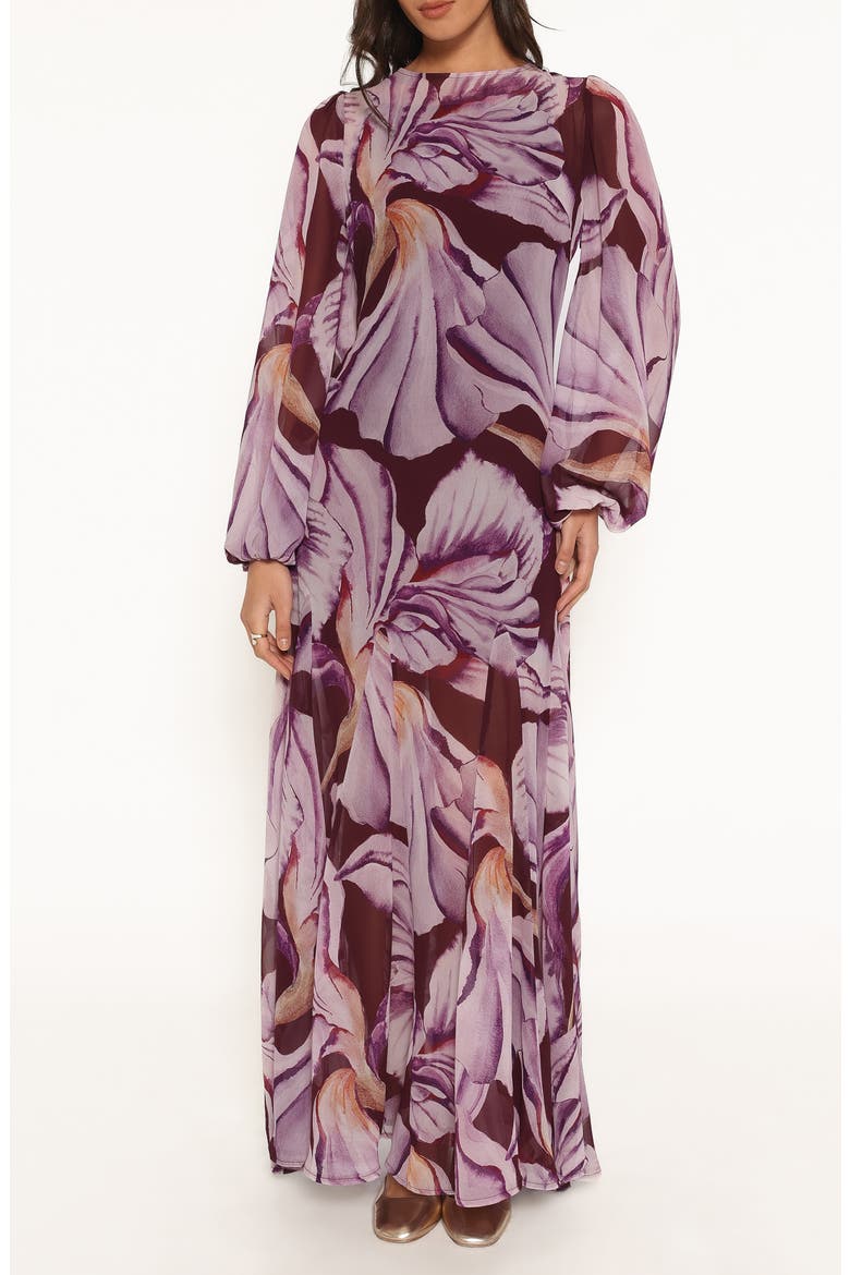 Keani Floral Long Sleeve Maxi Dress, Main, color, PLUM FLORAL