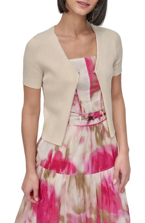 Hook & Eye Short Sleeve Rib Cardigan