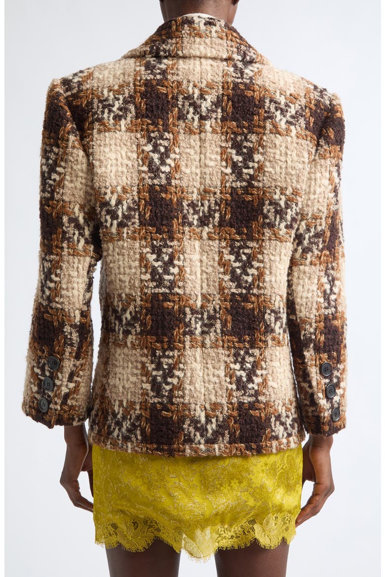 Check Wool & Mohair Blend Tweed Jacket, Alternate, color, NOIR/ MARRON/ CRAIE