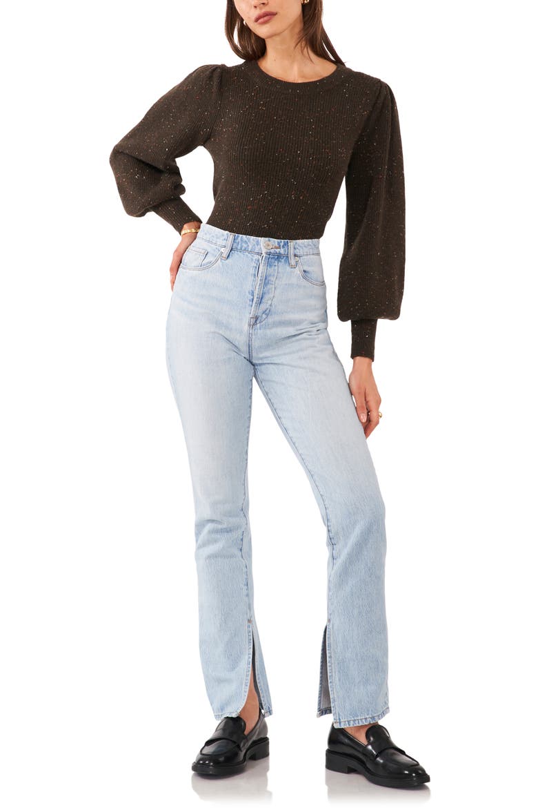 Speckled Crewneck Sweater, Alternate, color, DARK OLIVE GREEN
