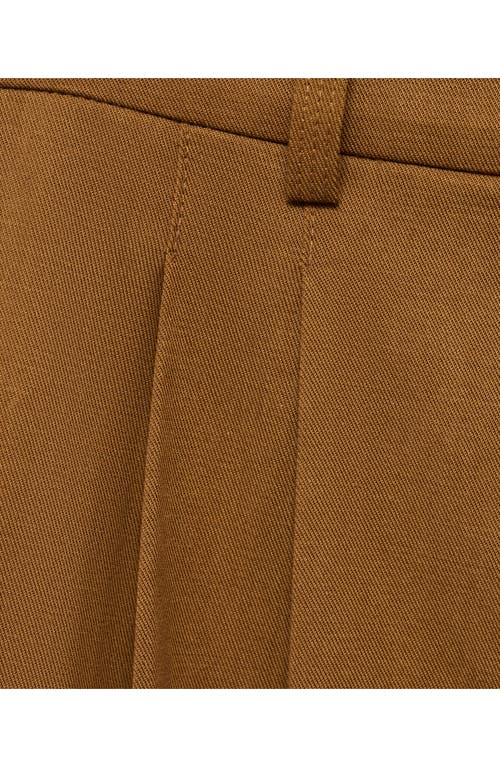 Shop Mango Wide Leg Cotton Blend Pants In Tobacco Brown
