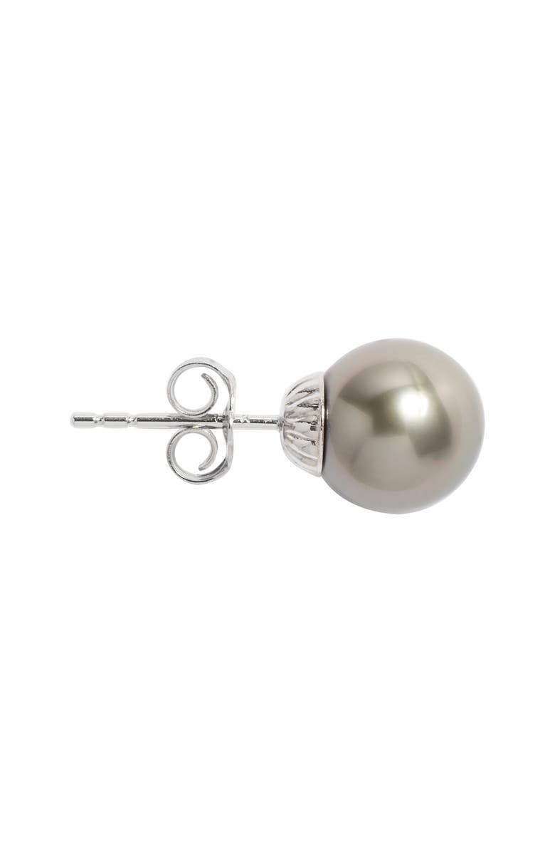 Nordstrom Tahitian Pearl Stud Earrings, Alternate, color, Grey- 14K White Gold