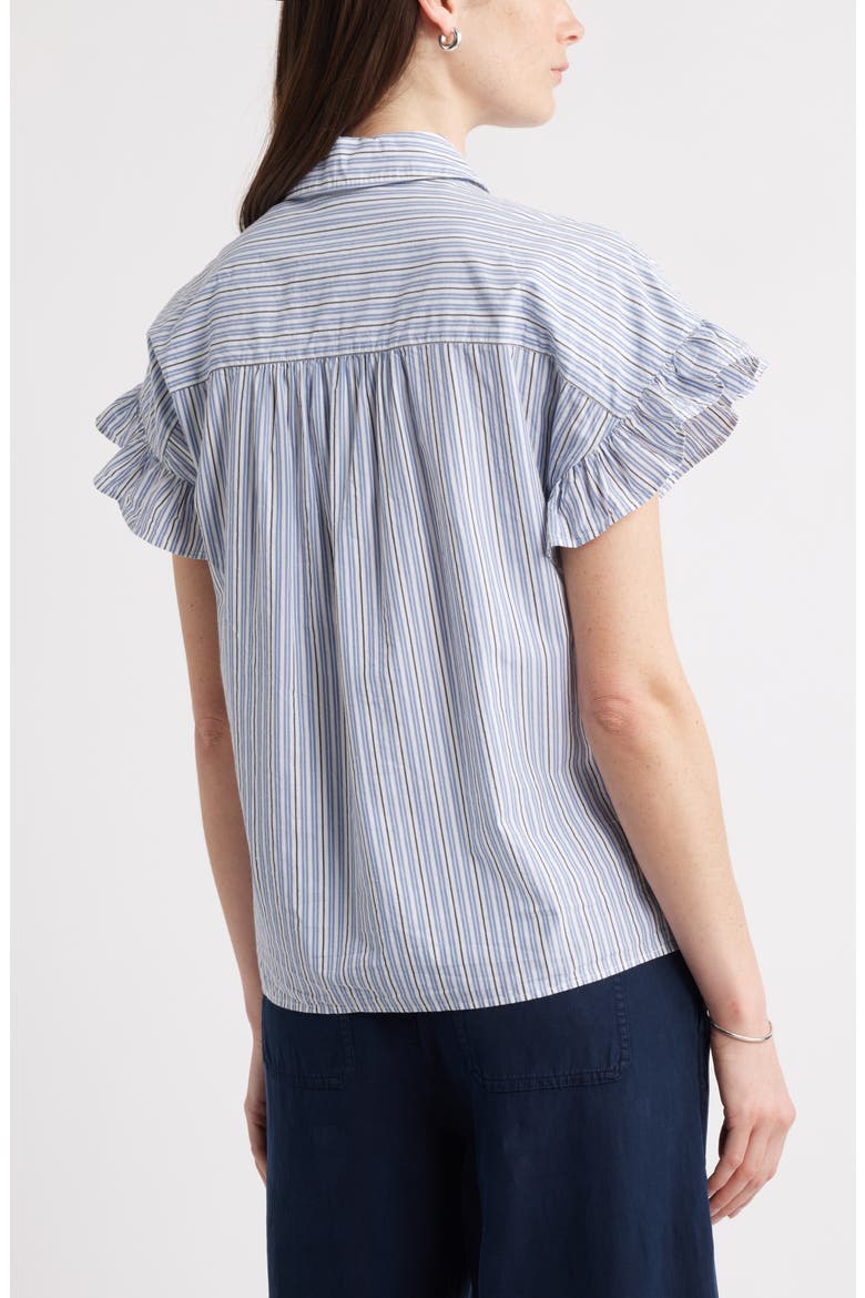 Stripe Ruffle Sleeve Shirt, Alternate, color, WHITE- NAVY CILL STRIPE