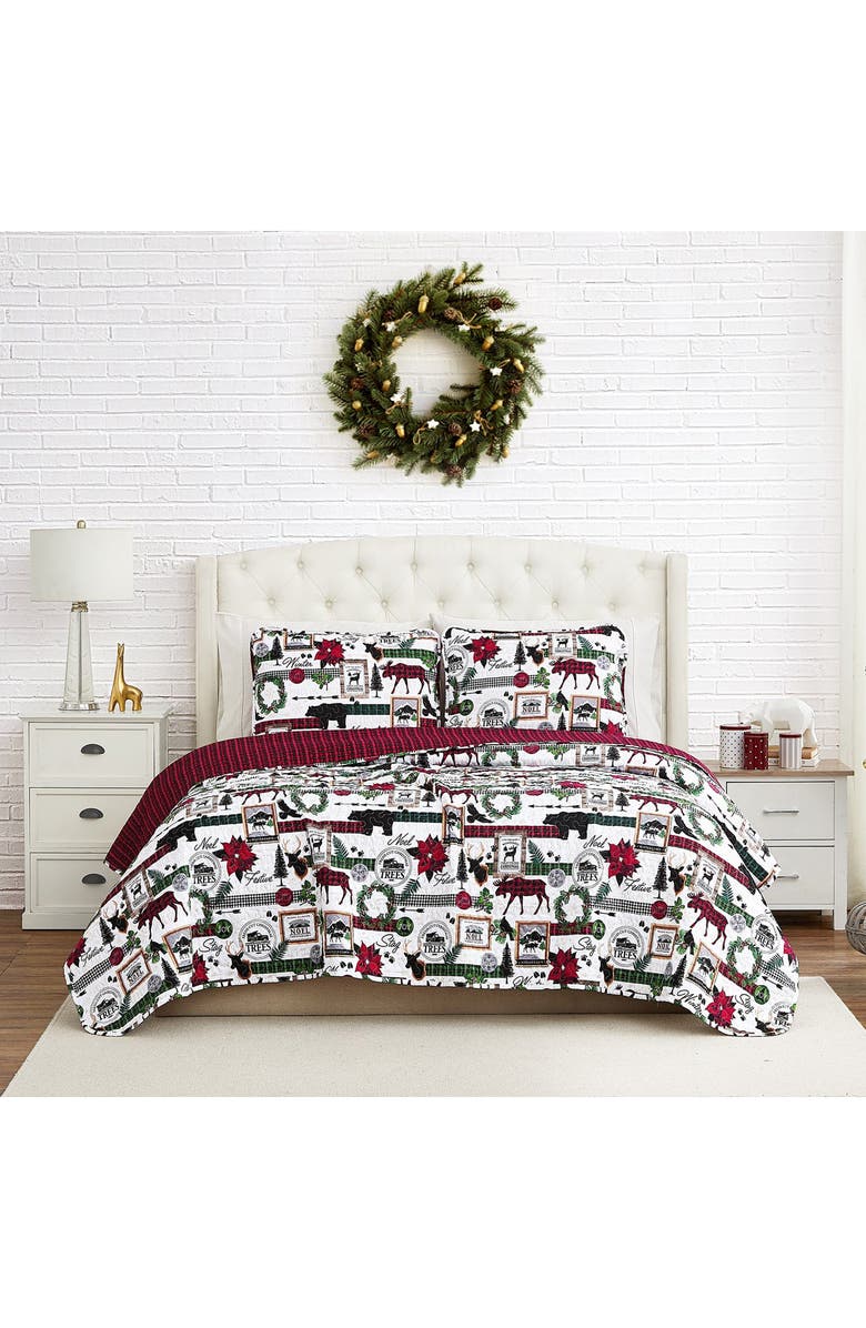 SOUTHSHORE FINE LINENS Merry Town Christmas Oversized Holiday Quilt Set, Alternate, color, 
