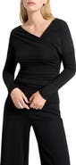 Marcella Jisoo Ruched Surplice Neck Jersey Top
