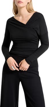 Marcella Jisoo Ruched Surplice Neck Jersey Top