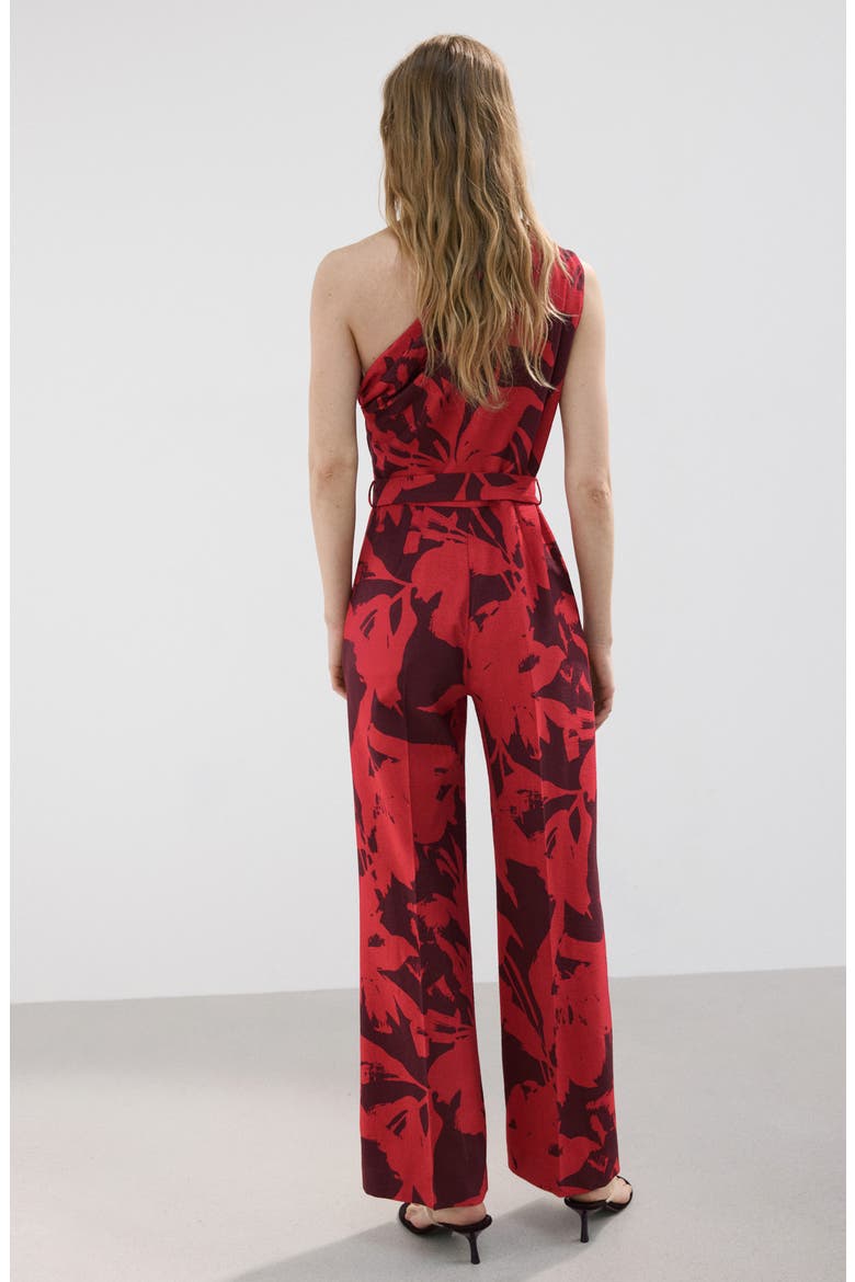 Print One-Shoulder Jumpsuit, Alternate, color, RED