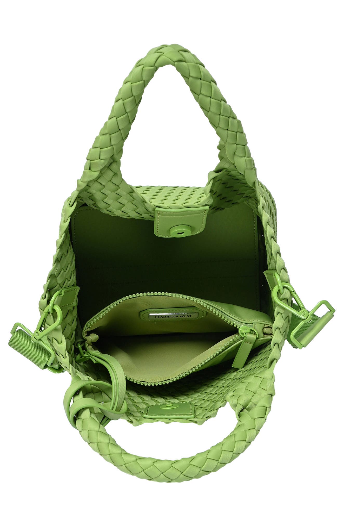 Woven Neoprene Satchel, Alternate, color, GREEN