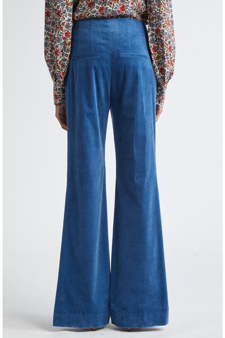Basima Stretch Corduroy Flare Pants, Alternate, color, DEEP OCEAN