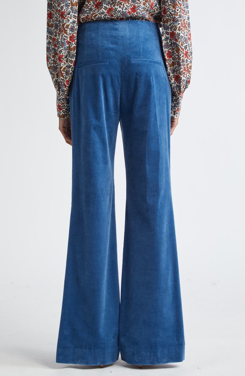 Veronica Beard Basima Stretch Corduroy Flare Pants, Alternate, color, Deep Ocean