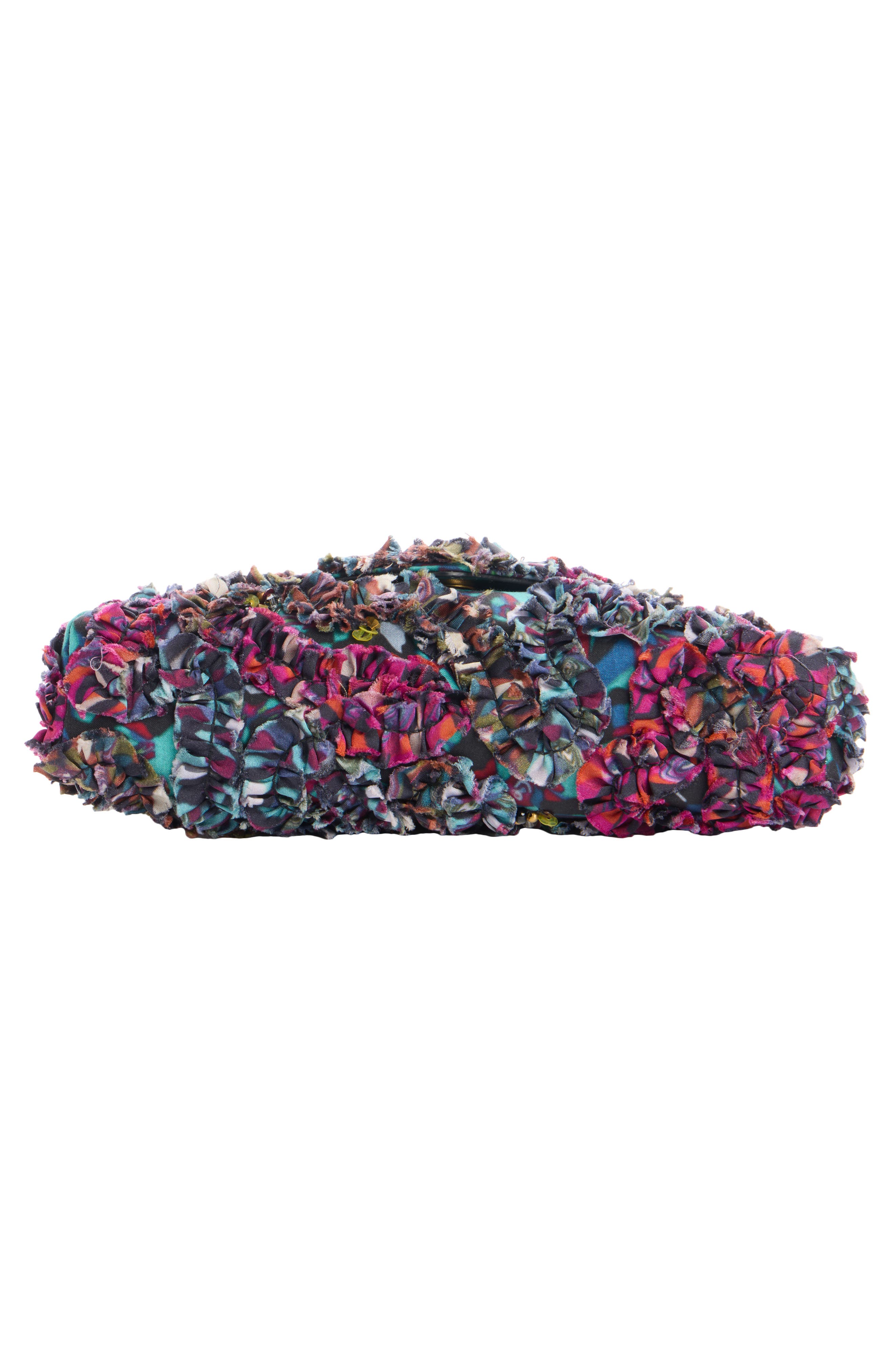 Mini Embroidered Ruffle Envelope Clutch, Alternate, color, PETROL 508