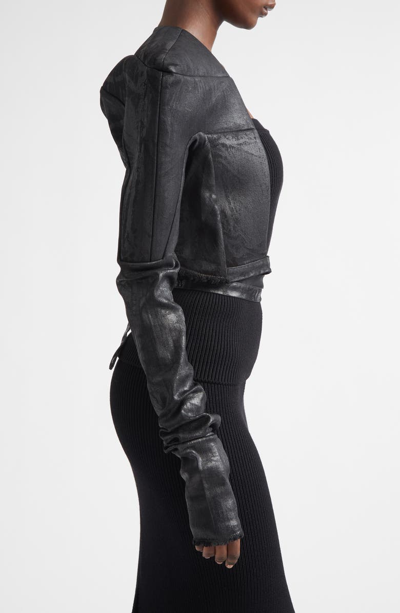 Rick Owens Megacrust Denim Crop Jacket, Alternate, color, Black