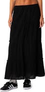 EDIKTED Tiered Cotton Maxi Skirt