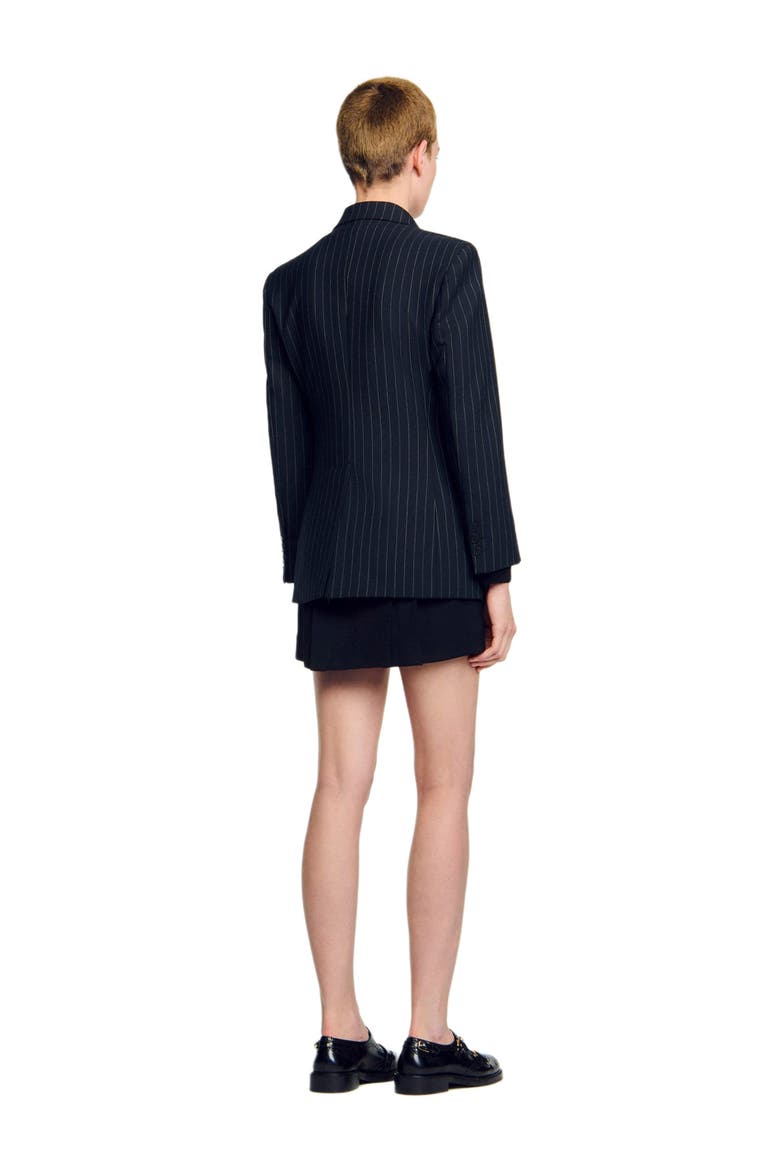 Striped suit jacket, Alternate, color, Black