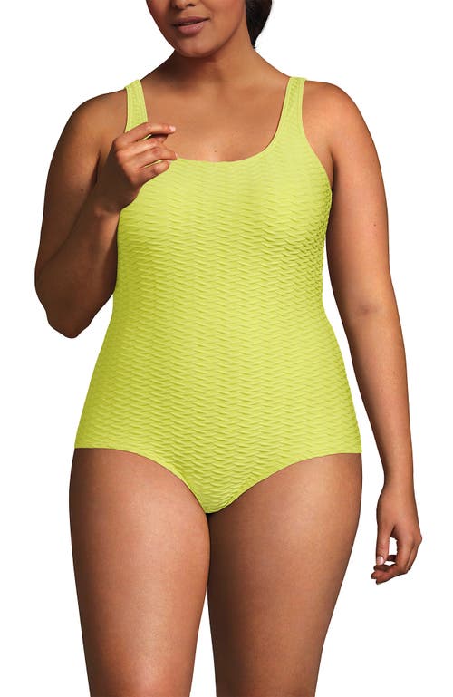 Lands' End Tugless Low Leg One Piece Swimsuit In Yellow