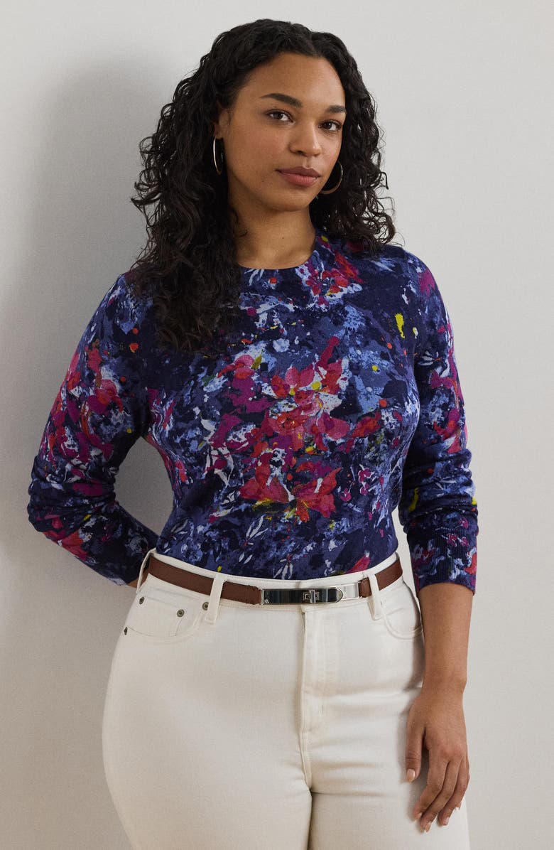 Lauren Ralph Lauren Abstract Print Cotton Blend Sweater, Alternate, color, 