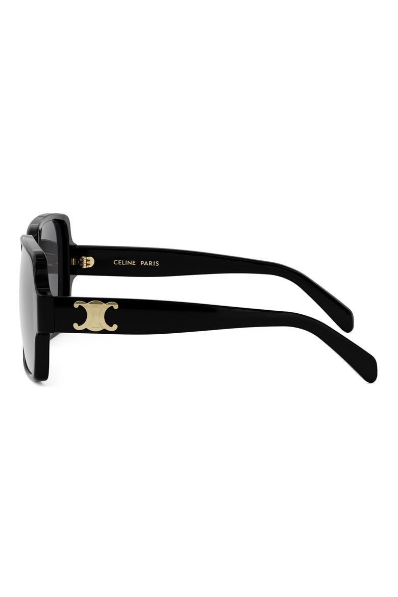 Triomphe 60mm Square Sunglasses, Alternate, color, SHINY BLACK / SMOKE