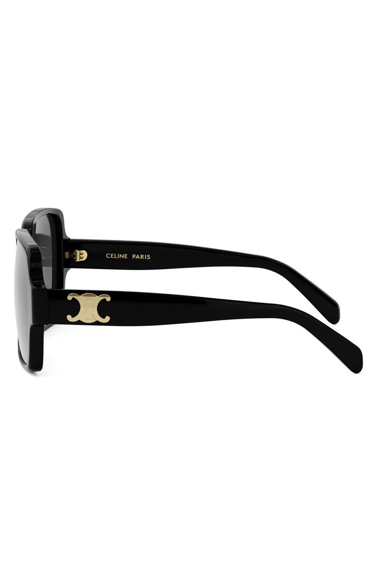 CELINE Triomphe 60mm Square Sunglasses, Alternate, color, Shiny Black / Smoke