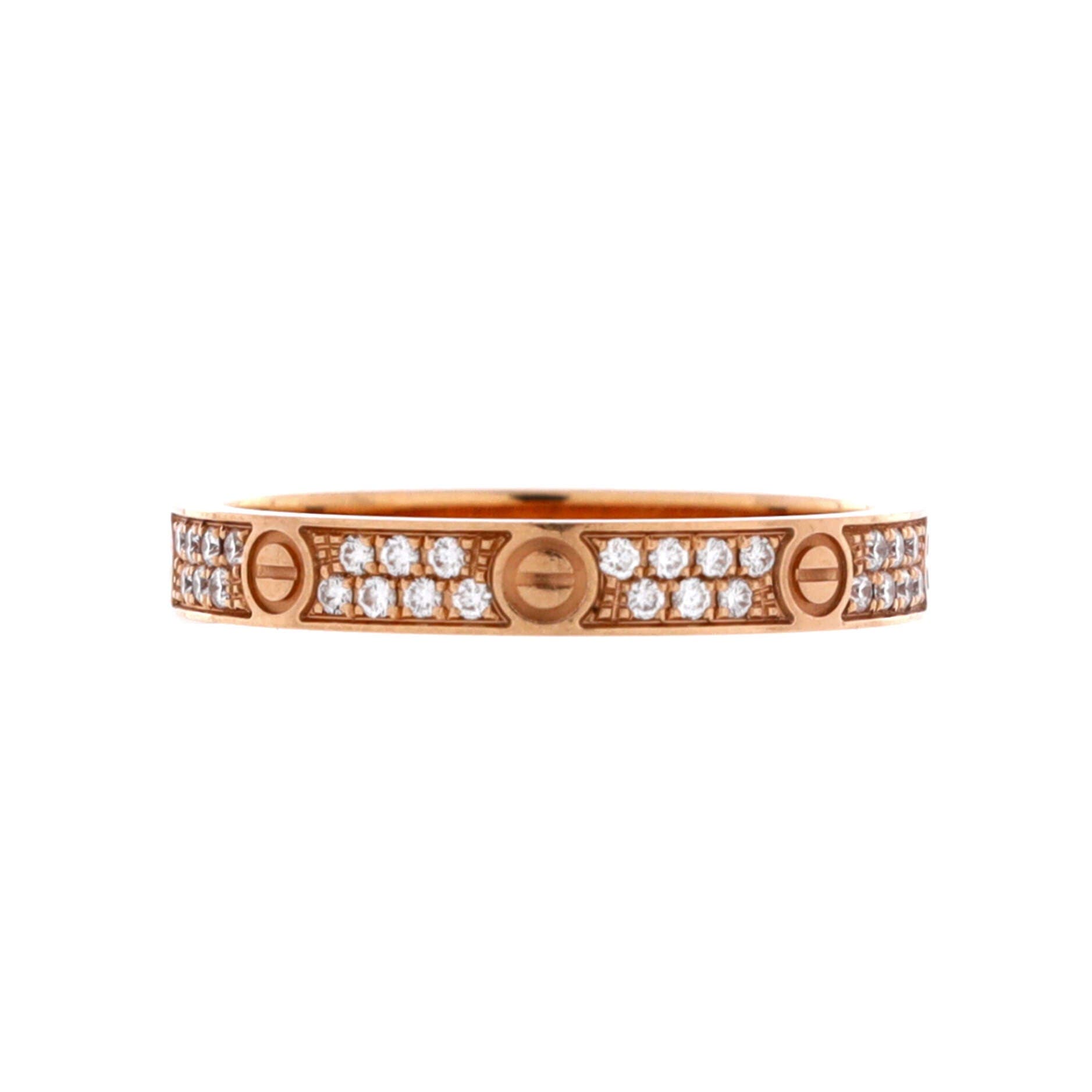 Love Wedding Band Pave Diamonds Ring 18K Rose Gold and Diamonds Small, Main, color, Metallic Gold