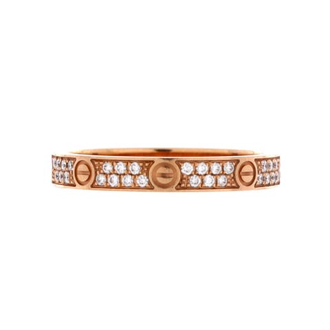 Love Wedding Band Pave Diamonds Ring 18K Rose Gold and Diamonds Small