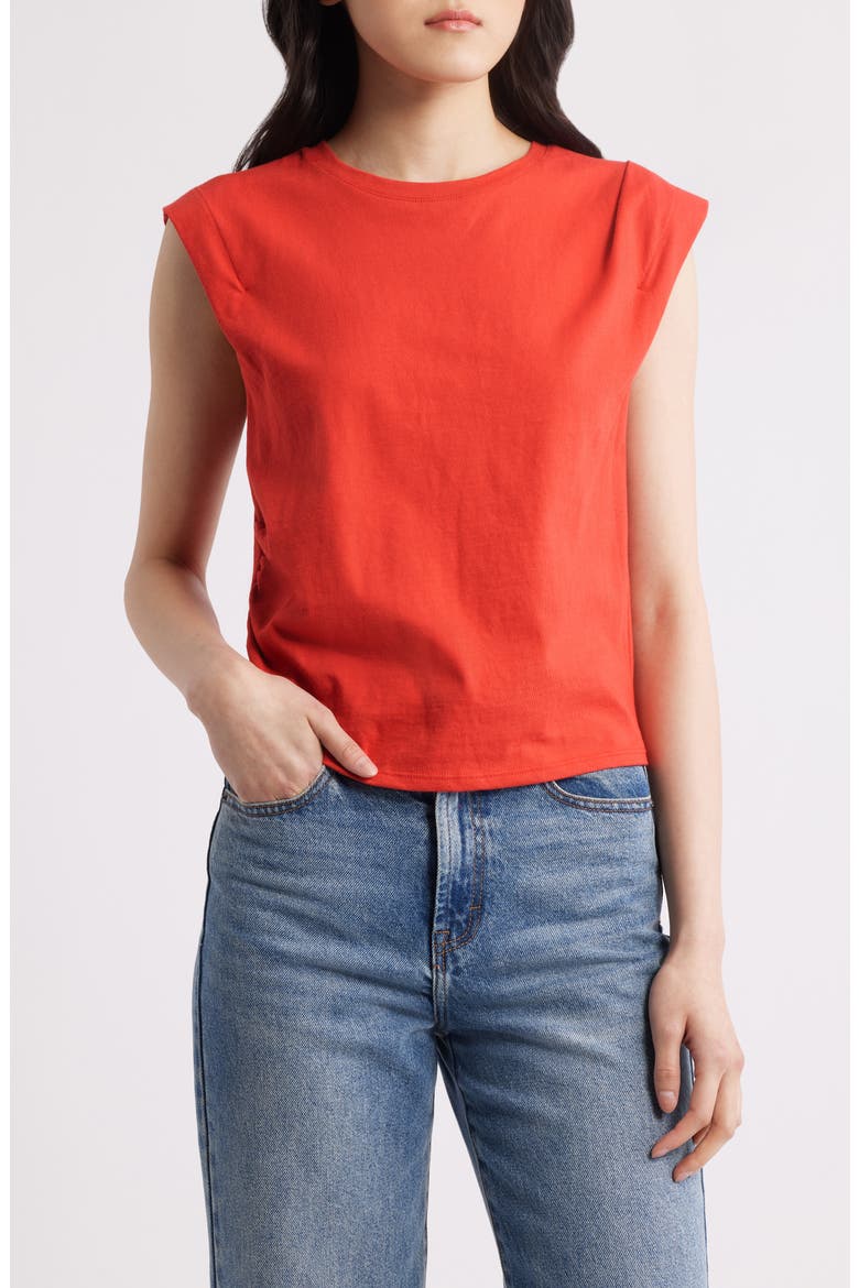 Mica Gathered Muscle Tee, Main, color, RED