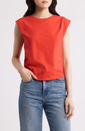 Rag & Bone Mica Gathered Muscle Tee In Red