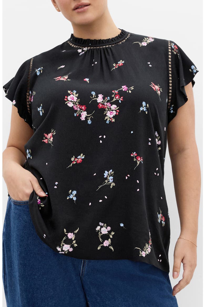 Petal Bouquet Print Woven Shirt, Main, color, PETAL BOUQUET BLK