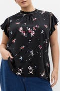 City Chic Petal Bouquet Print Woven Shirt