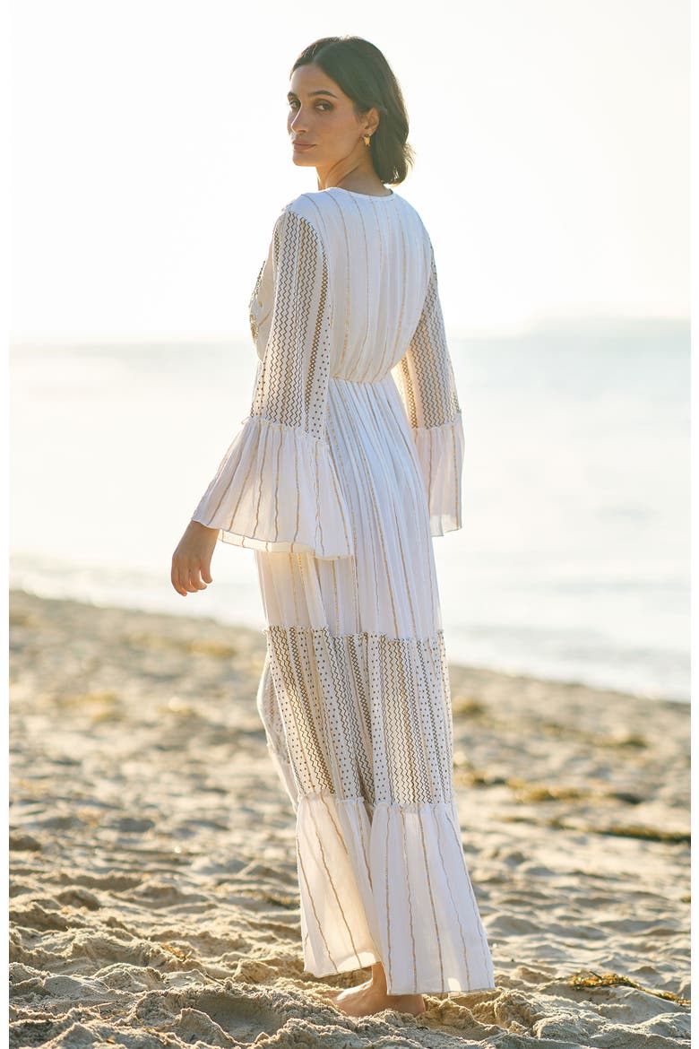 Metallic Embellished Maxi Dress, Alternate, color, White