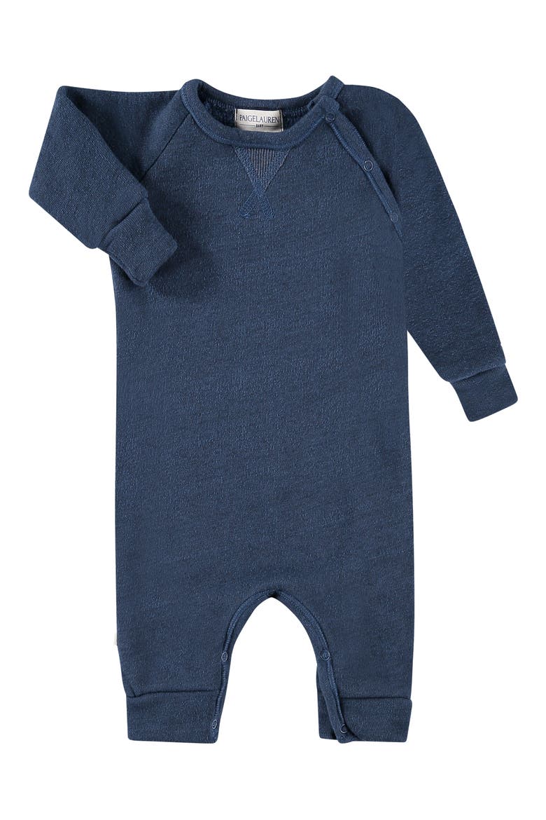 Textured Fleece Romper, Main, color, NAVY