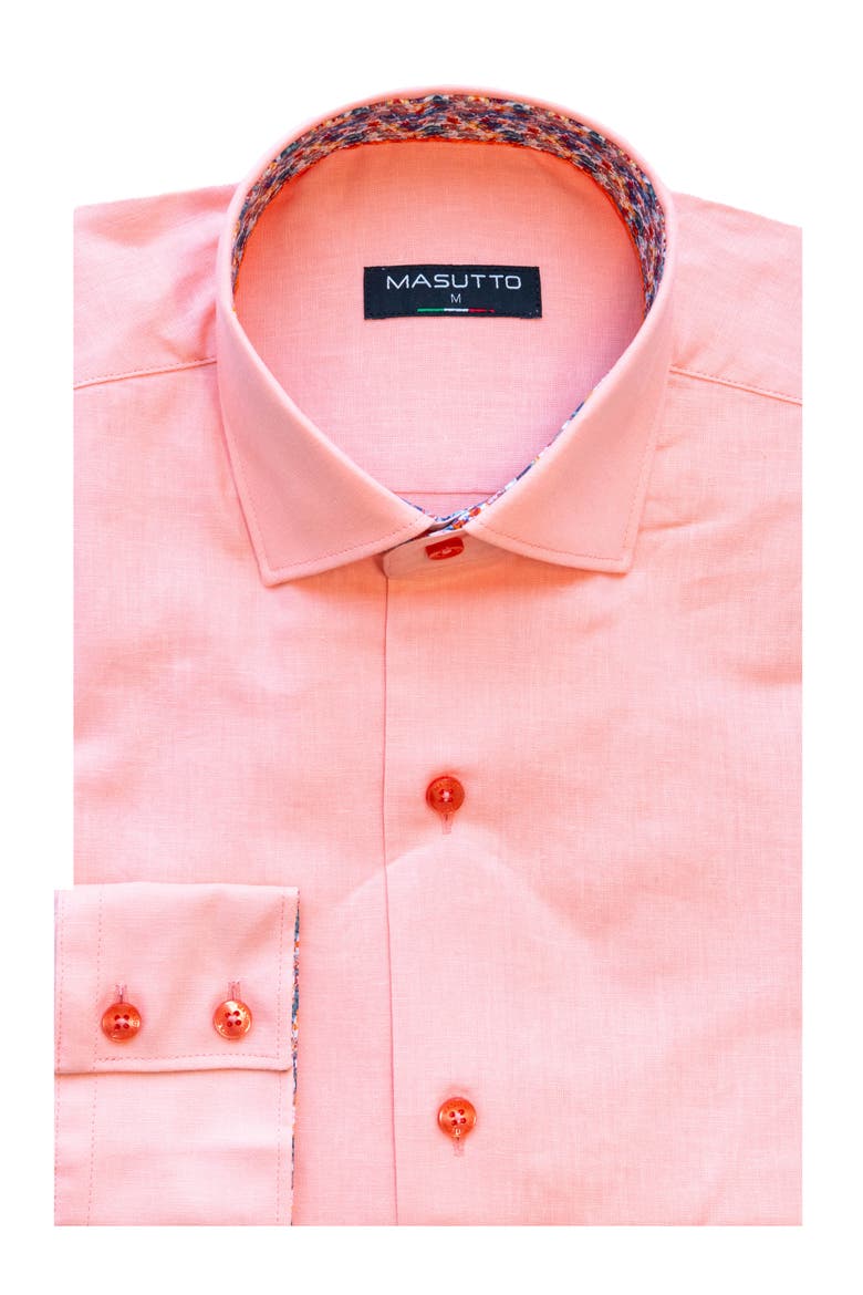Torre  Linen Button-Up Shirt, Main, color, Bright neon Orange