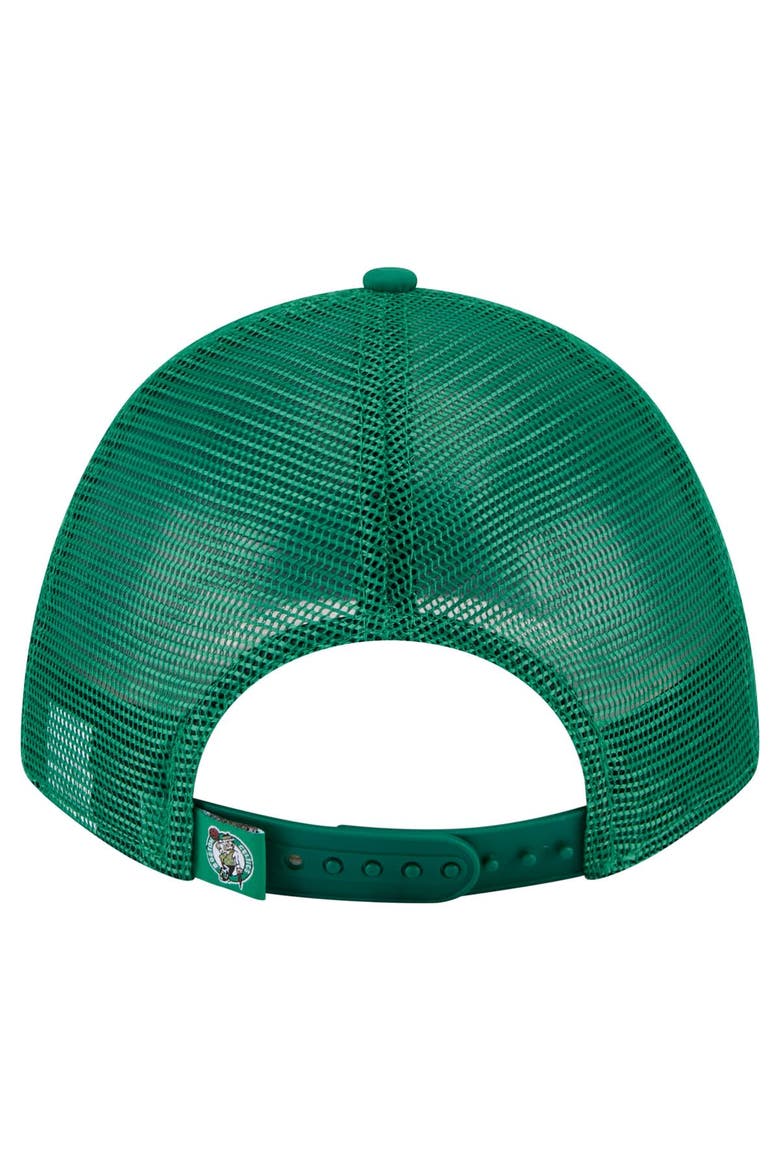 Men's New Era  Kelly Green Boston Celtics Minimalist A-Frame 9FORTY Trucker Hat, Alternate, color, Kelly Green