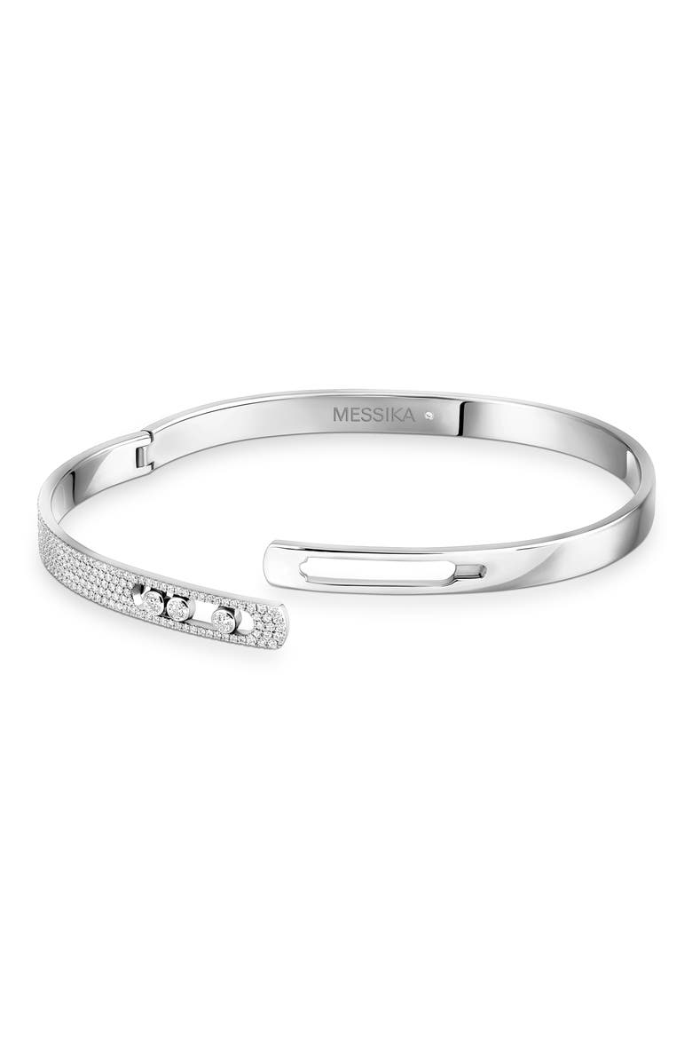 Move Noa Pavé Diamond Bangle, Alternate, color, WHITE GOLD