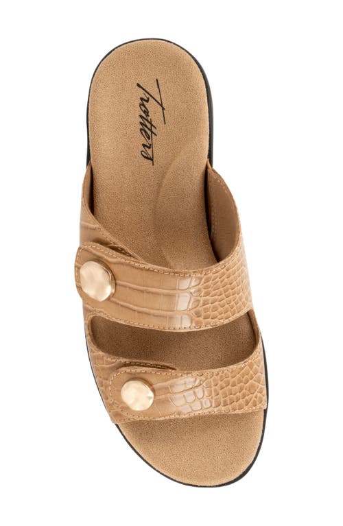 Trotters Ruthie Croc Embossed Slide Sandal In Luggage