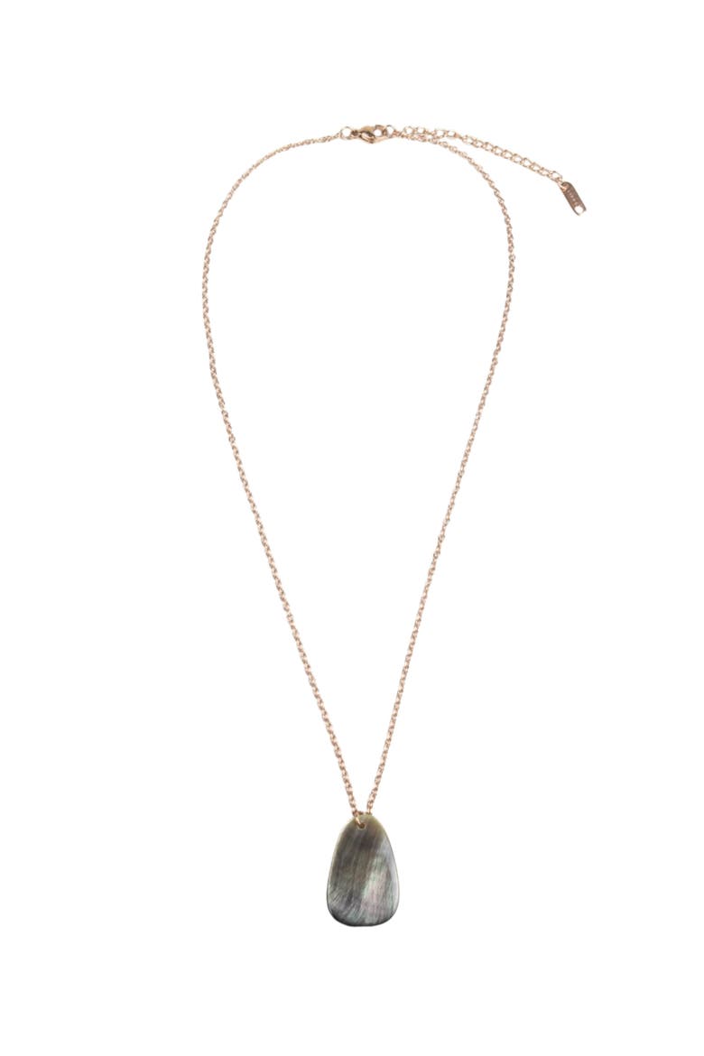 Mother-of-Pearl Trapezoid Pendant Necklace, Alternate, color, Black