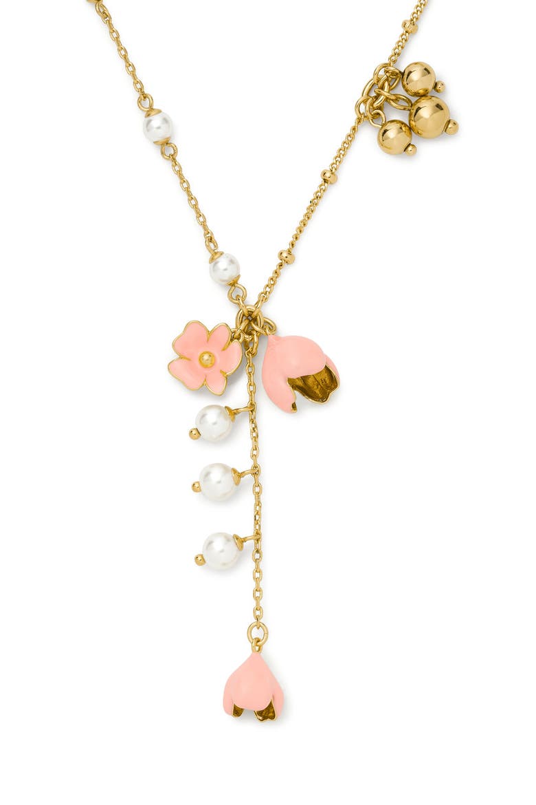 golden bloom y-necklace, Main, color, PINK.