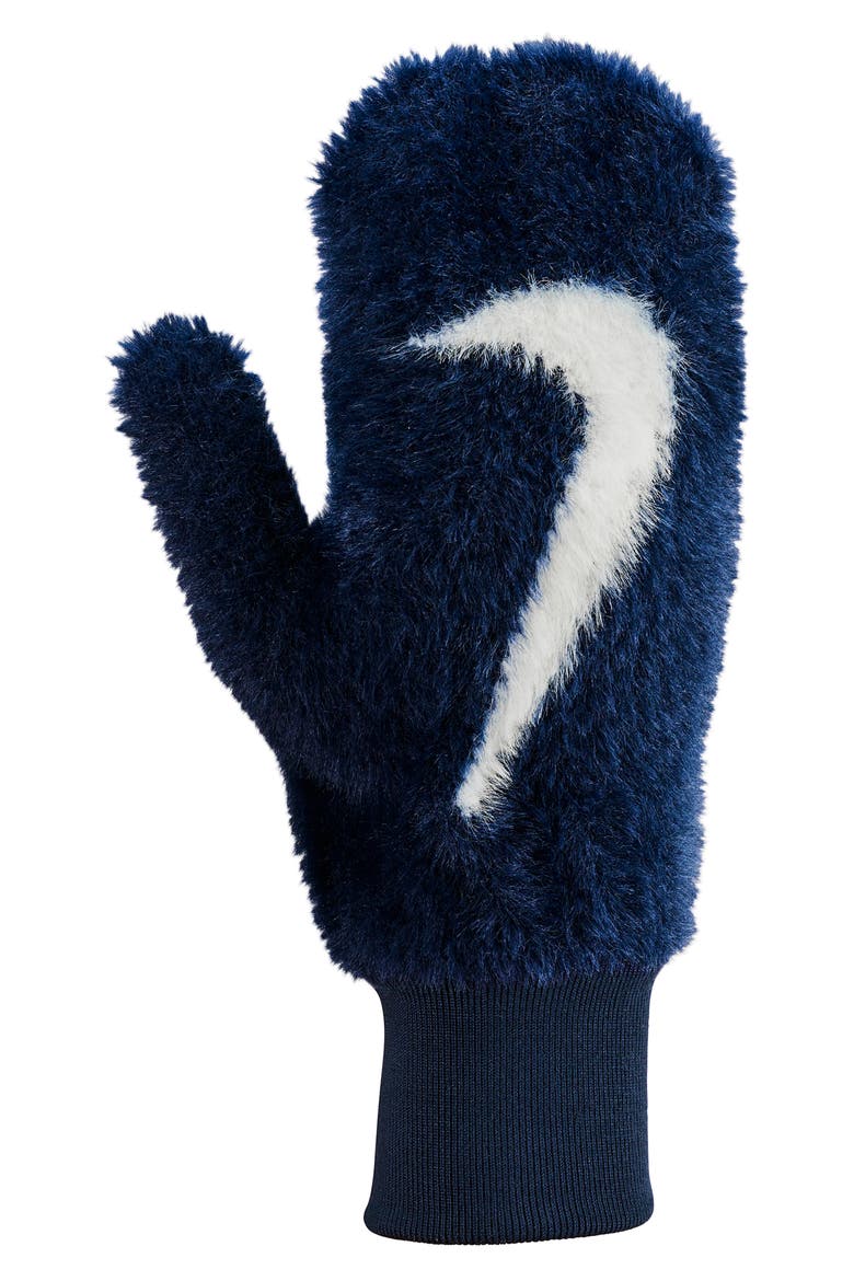 Plush Knit Mittens, Alternate, color, MIDNIGHT NAVY/ WHITE