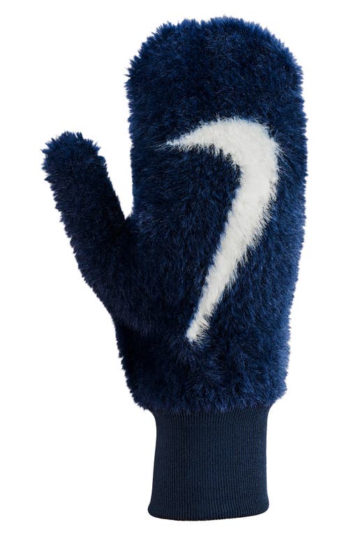 Nike Plush Knit Mittens In Blue