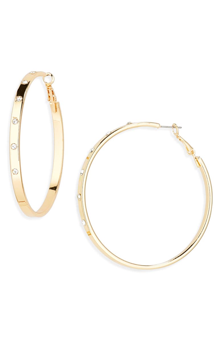 Panacea Cubic Zirconia Hoop Earrings, Main, color, Gold